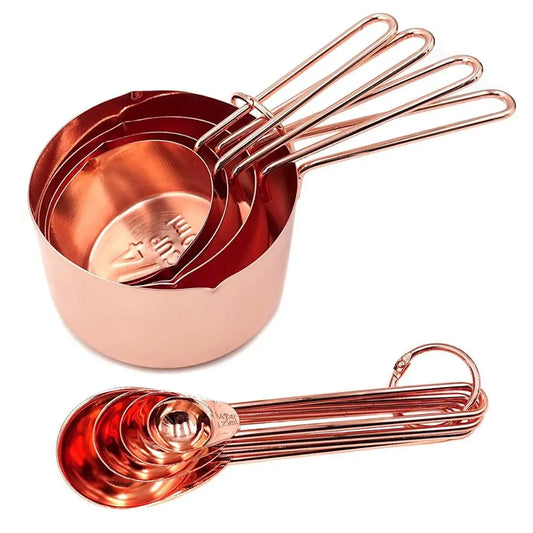 8-Piece Stainless Steel Measuring Spoons Set Rose Gold Kitchen Accessories For Baking