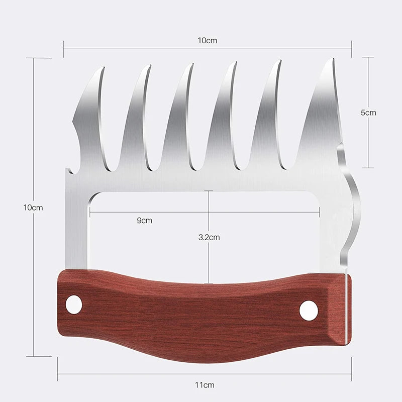 Stainless Steel BBQ Meat Shredder Claws with Wooden Handles – Pulled Meat Claws with Bottle Opener – Perfect for Shredding Chicken, Turkey & Beef – Available in 1 & 2 Pieces