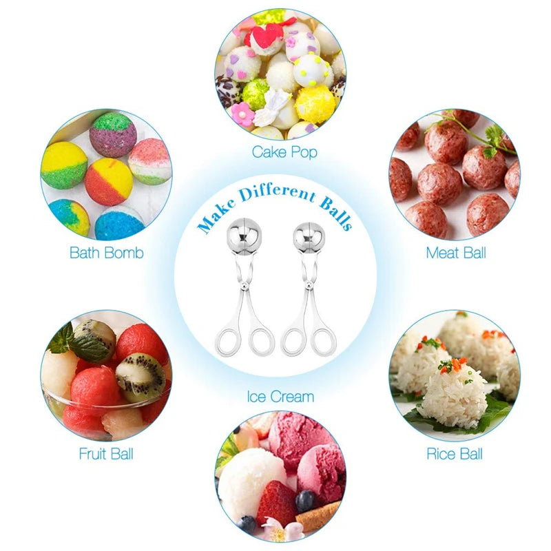 Stainless Steel Meatball Maker – Stuffed Meatball, Fish Ball & Rice Ball Scoop – Perfect for Meatballs, Rice Balls & Cake Pops – Available in Small & Large