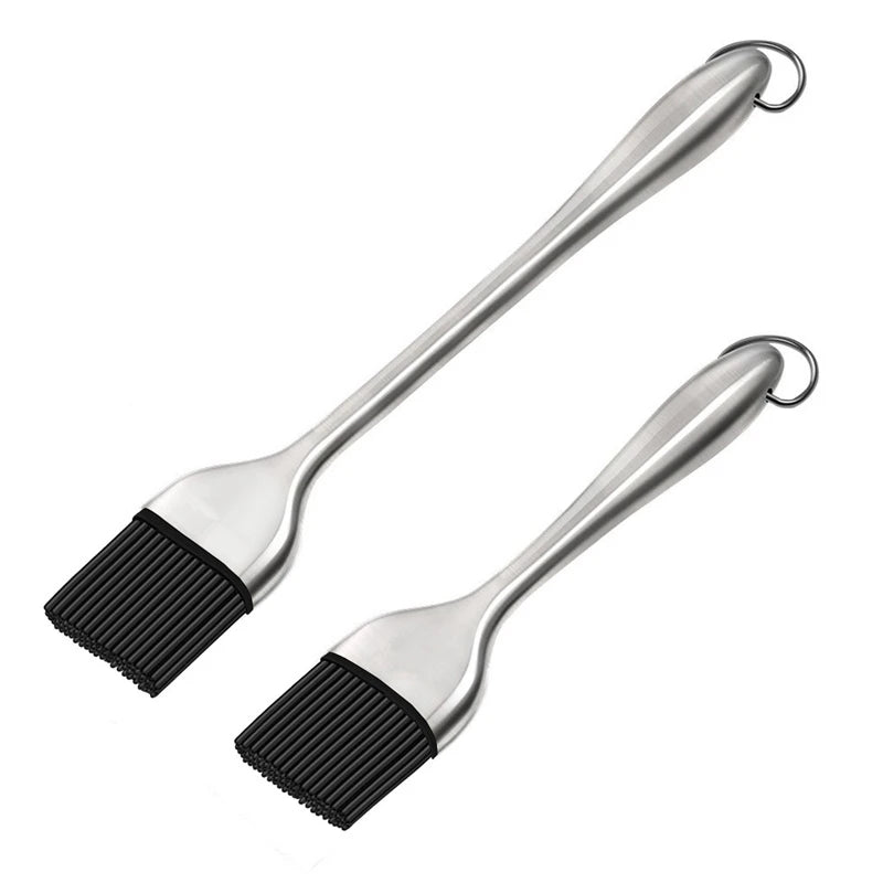 Silicone BBQ Basting Brush with Stainless Steel Handle – Pastry & Oil Brush for Grilling & Roasting – Best for Marinades, Glazes & Butter – Available in 20cm & 30cm
