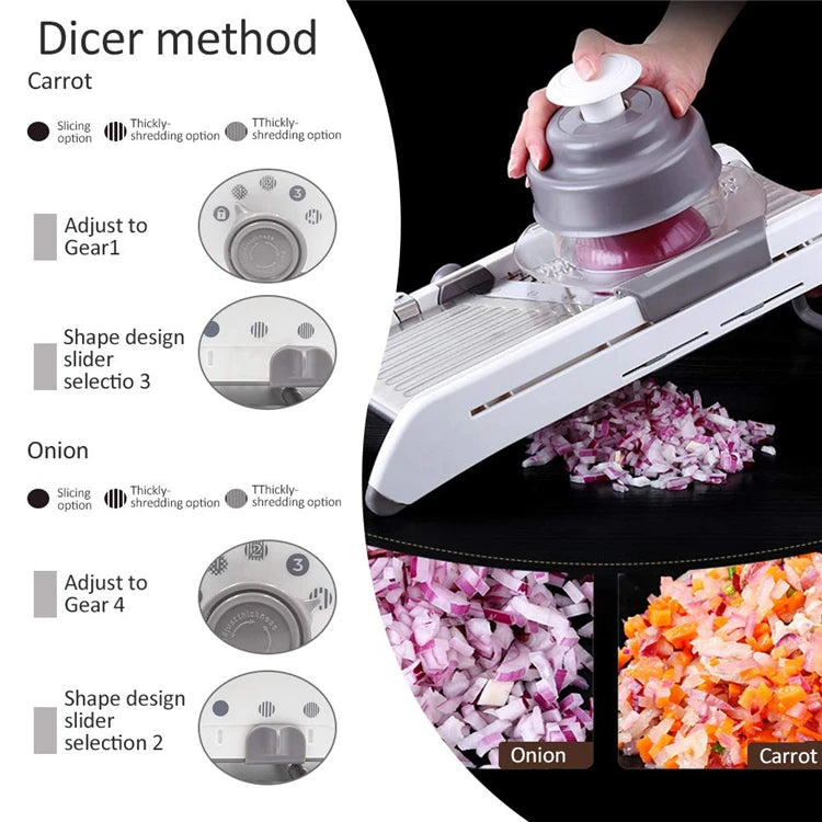 18-in-1 Adjustable Mandoline Slicer with Stainless Steel Blades
