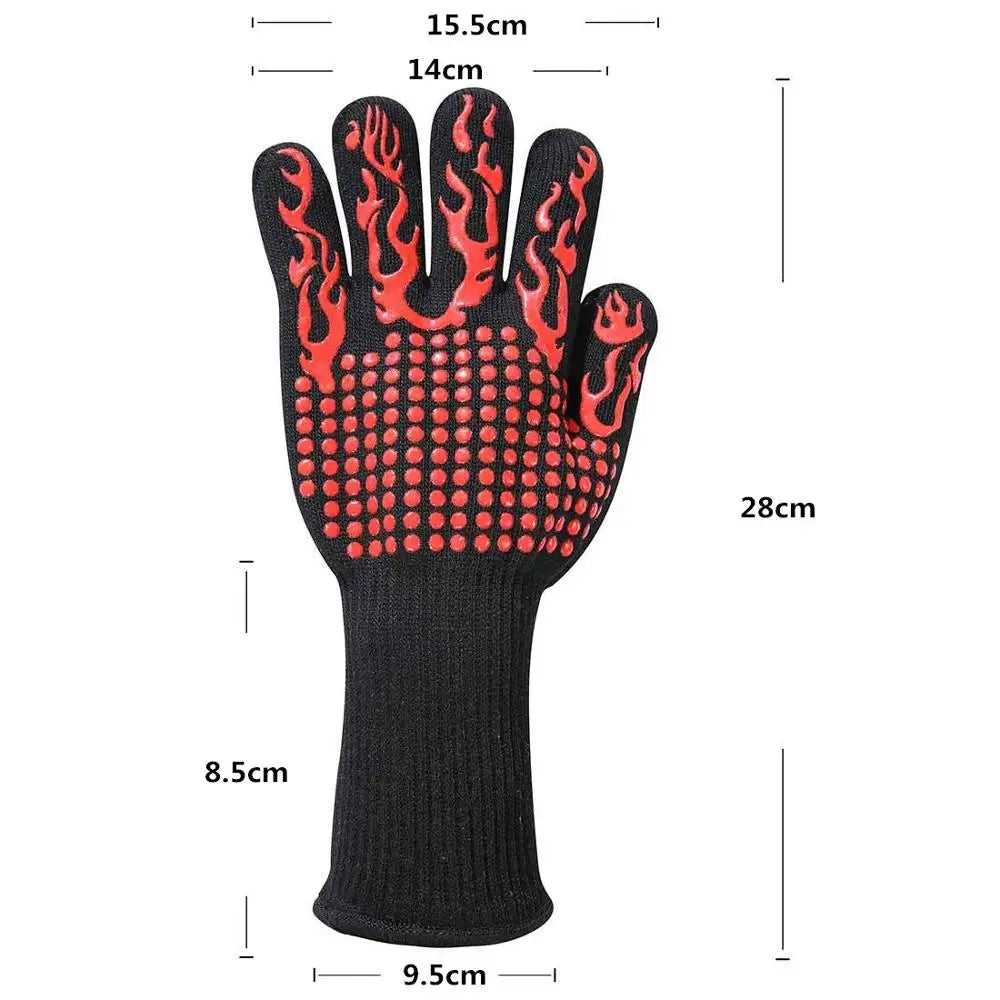 Extreme Heat Resistant BBQ Grill Gloves up to 800°C – Non-Slip Silicone Oven Mitts & Cooking Gloves – Best for Grilling, Baking & Handling Hot Pans