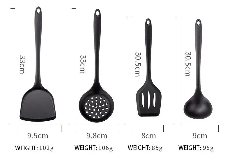 13-Piece Silicone Kitchen Utensils Set with Holder – Heat-Resistant Includes Holder, BPA-Free Non-Stick Cooking Utensils, Perfect for Everyday Cooking (Black)