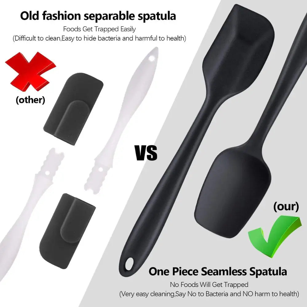 6-Piece Silicone Spatula Set – Non-Stick Heat-Resistant Utensils for Cooking, Baking, Mixing & Spreading – Includes Large Spoon Spatula, Large Spatula, Jar Spatula, Brush, Small Spoon Spatula & Small Spatula – BPA-Free -Available in red or black colour