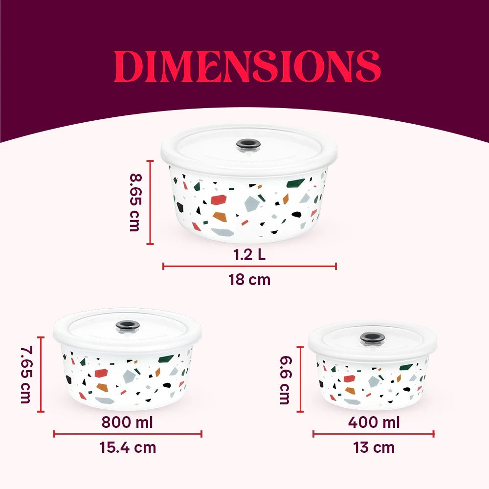 Opalware Lupin Storage Bowls Set (1.2L+800 ml+400 ml)