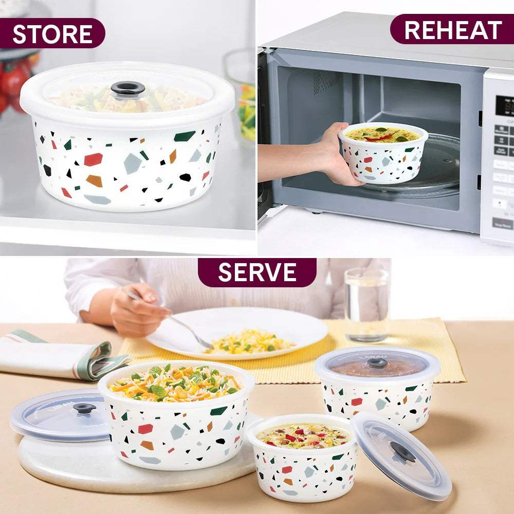 Opalware Lupin Storage Bowls Set (1.2L+800 ml+400 ml)