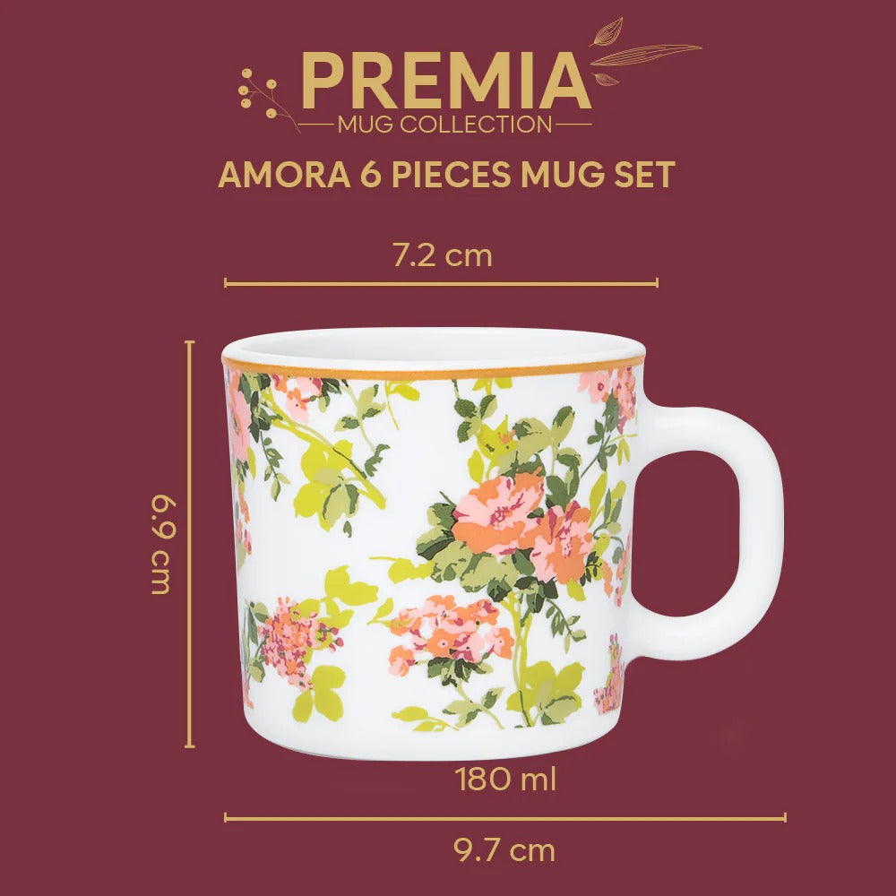 Amora Opalware Mug Set of 6