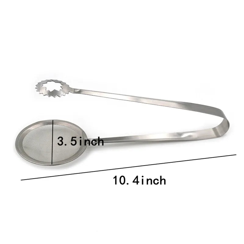 Stainless Steel Frying Oil Strainer Tong Clip – Fine Mesh Filter Spoon & Food Tongs – Best for Frying, Blanching & Serving