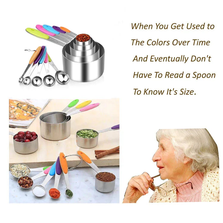 Stainless Steel Measuring Cups and Spoons Set (10 Piece)