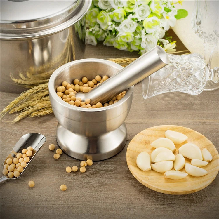 Stainless Steel Mortar & Pestle (2-Piece Set) – Spice, Herb & Pill Crusher