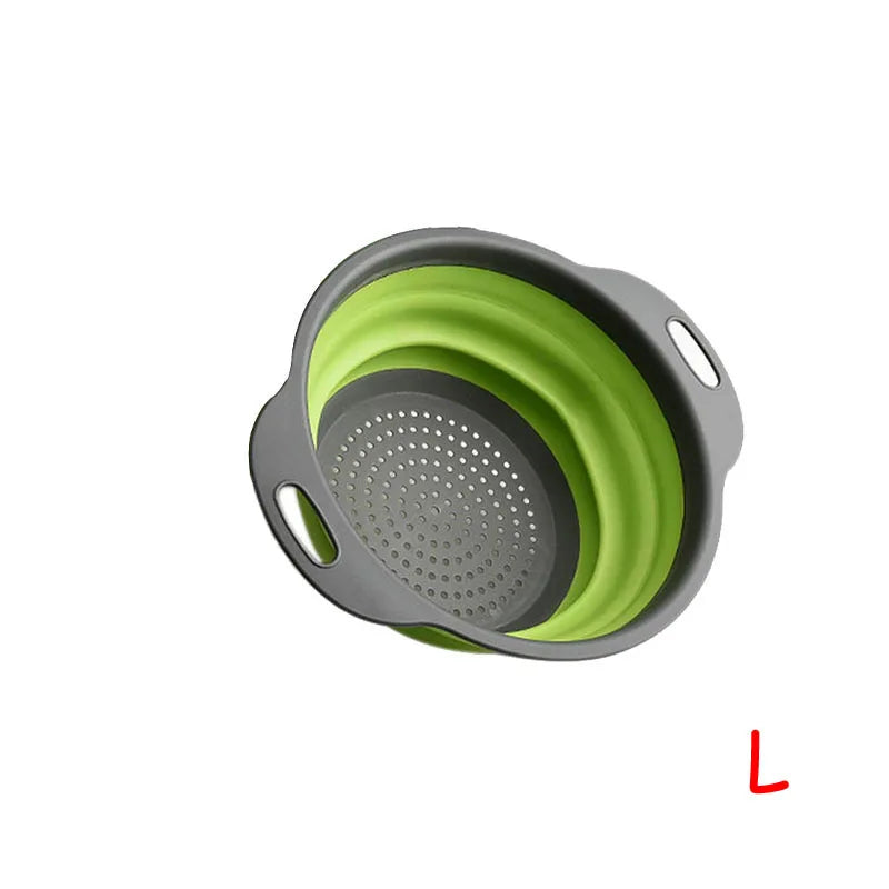 Round Folding Colander – Collapsible Fruit & Vegetable Washing Drain Basket – Best for Rinsing Produce & Draining Pasta – Available in Green, Red, Orange & Blue Colours