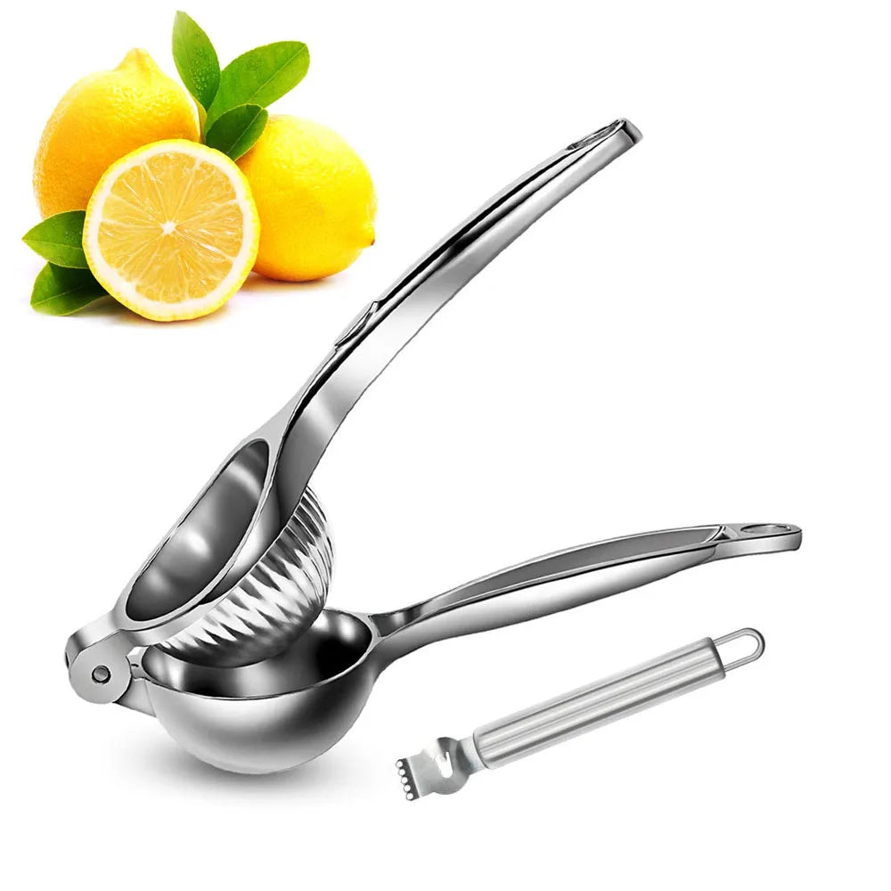 Stainless Steel Manual Lemon Squeezer with Zester – Citrus Press & Hand Juicer – Ideal for Lemons, Limes & Oranges