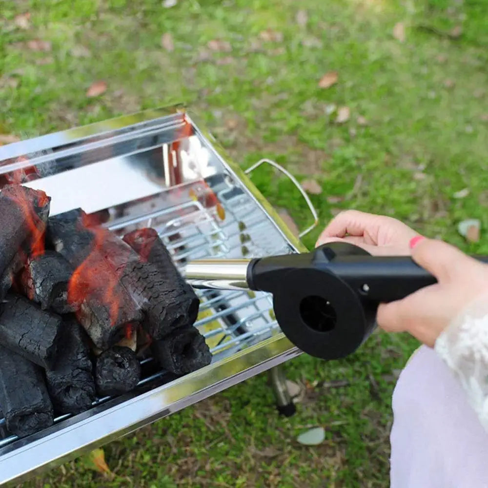 Stainless Steel Hand Crank BBQ Fan – Manual Air Blower & Fire Bellows – Ideal for Lighting Charcoal Grills, Campfires & Picnics