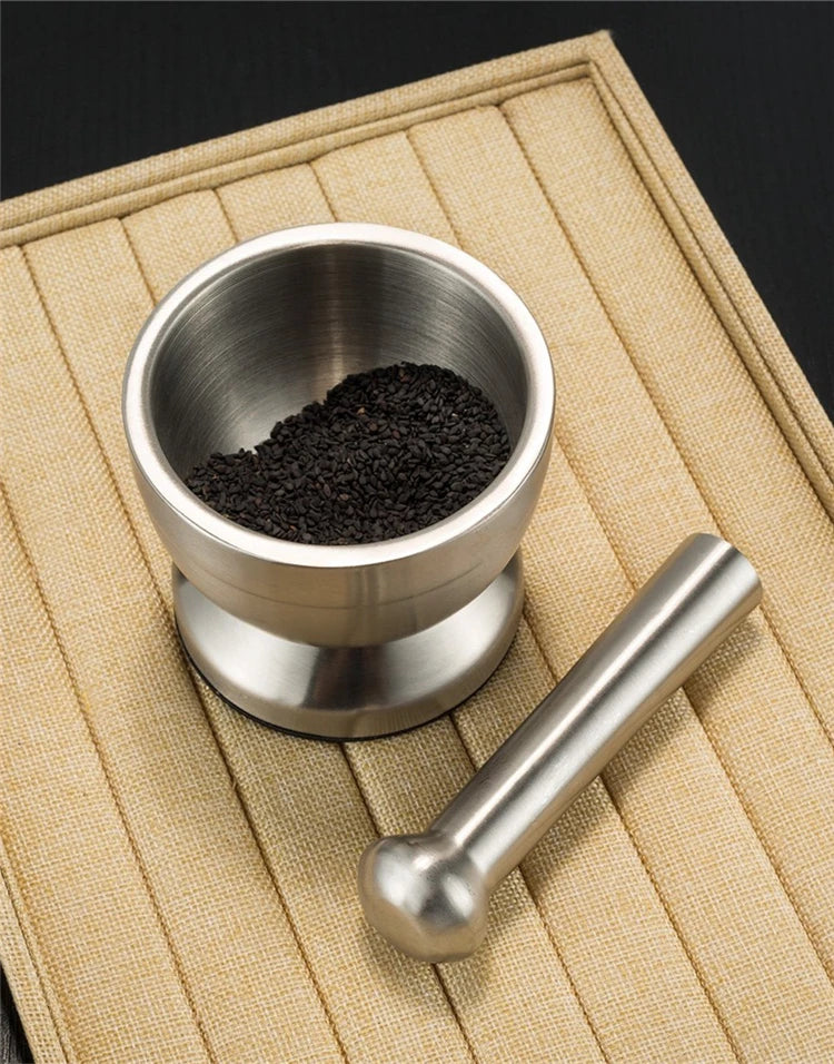 Stainless Steel Mortar & Pestle (2-Piece Set) – Spice, Herb & Pill Crusher