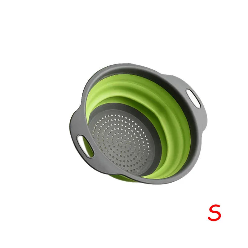 Round Folding Colander – Collapsible Fruit & Vegetable Washing Drain Basket – Best for Rinsing Produce & Draining Pasta – Available in Green, Red, Orange & Blue Colours