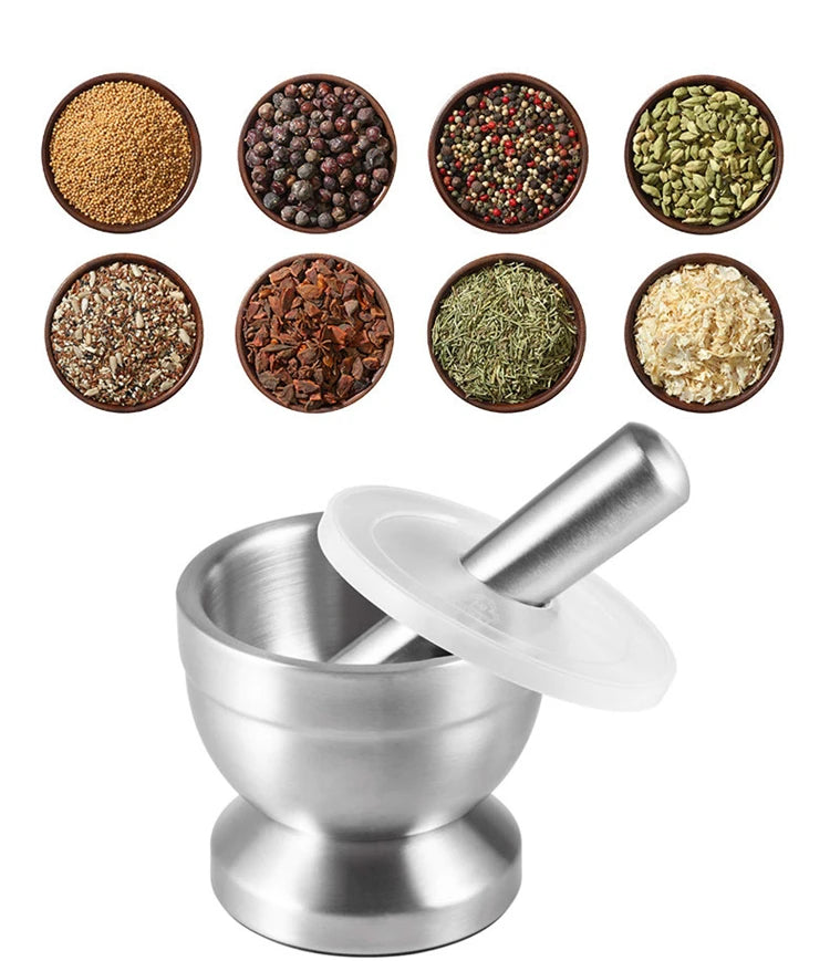 Stainless Steel Mortar & Pestle (2-Piece Set) – Spice, Herb & Pill Crusher
