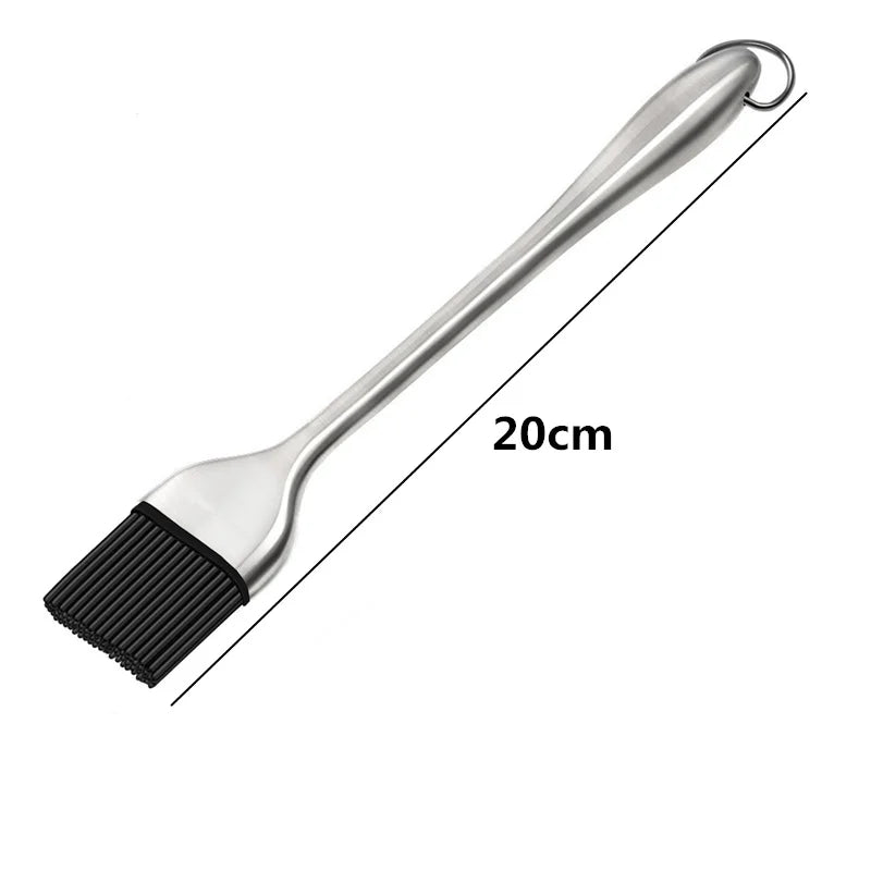 Silicone BBQ Basting Brush with Stainless Steel Handle – Pastry & Oil Brush for Grilling & Roasting – Best for Marinades, Glazes & Butter – Available in 20cm & 30cm