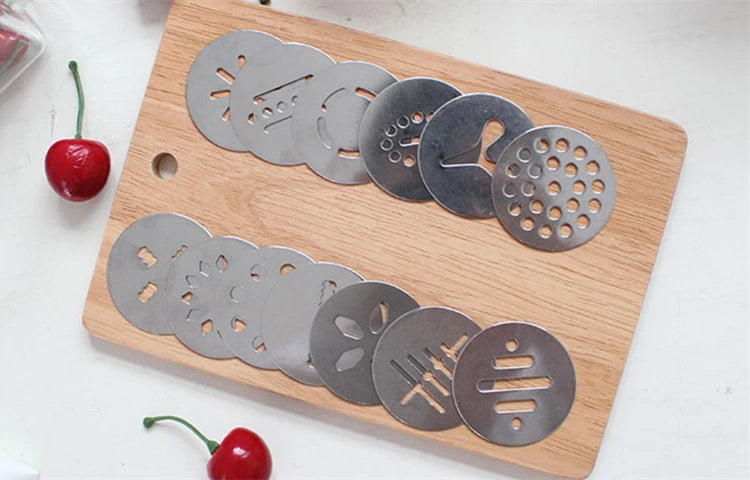 Stainless Steel Cookie Press Kit with 13 Discs & 8 Piping Nozzles – Biscuit Maker Gun & Cake Decorating Set – Great for Spritz Cookies & Icing