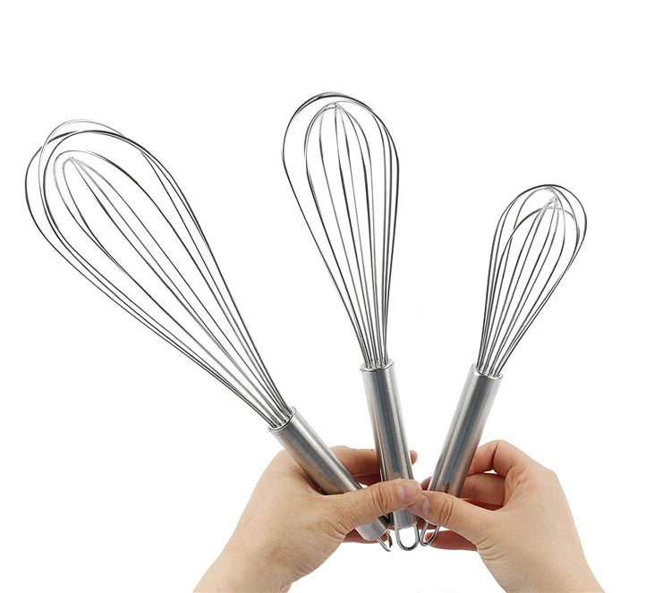 Stainless Steel Balloon Whisk – Wire Egg Whisk & Beater for Eggs, Cream & Milk – Best for Whipping, Mixing & Batters – Available in 8, 10 & 12 Inch or Set of 3