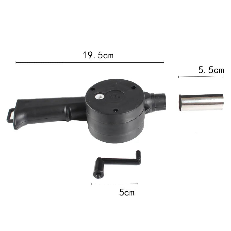 Stainless Steel Hand Crank BBQ Fan – Manual Air Blower & Fire Bellows – Ideal for Lighting Charcoal Grills, Campfires & Picnics