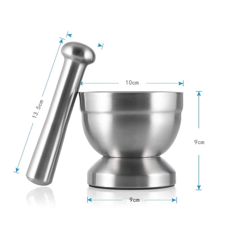 Stainless Steel Mortar & Pestle (2-Piece Set) – Spice, Herb & Pill Crusher