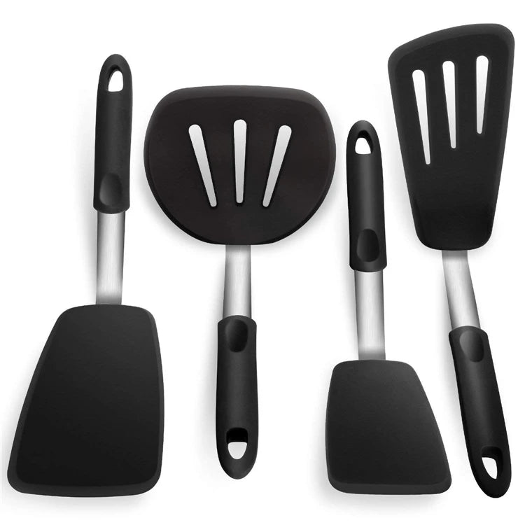 Silicone Turner Spatula Set – Extra Large Wide Flexible Heat Resistant Cooking Turners – Perfect for Flipping Pancakes, Eggs, Fish & Burgers