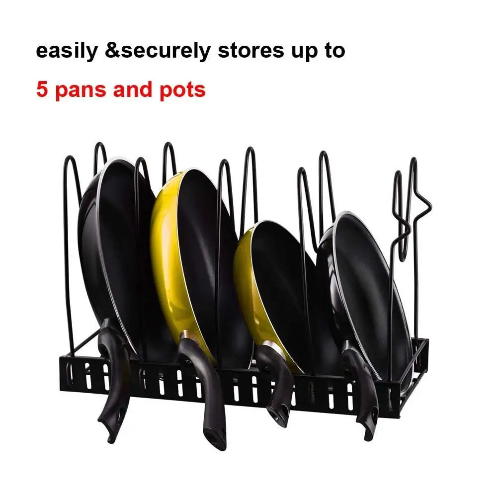 Adjustable Pot & Pan Organiser Rack – Storage Stand for Cookware, Bakeware, Chopping Boards & Kitchen Essentials – Freestanding Countertop-Compatible or Cabinet-Compatible – Available in 4-Tier or 5-Tier