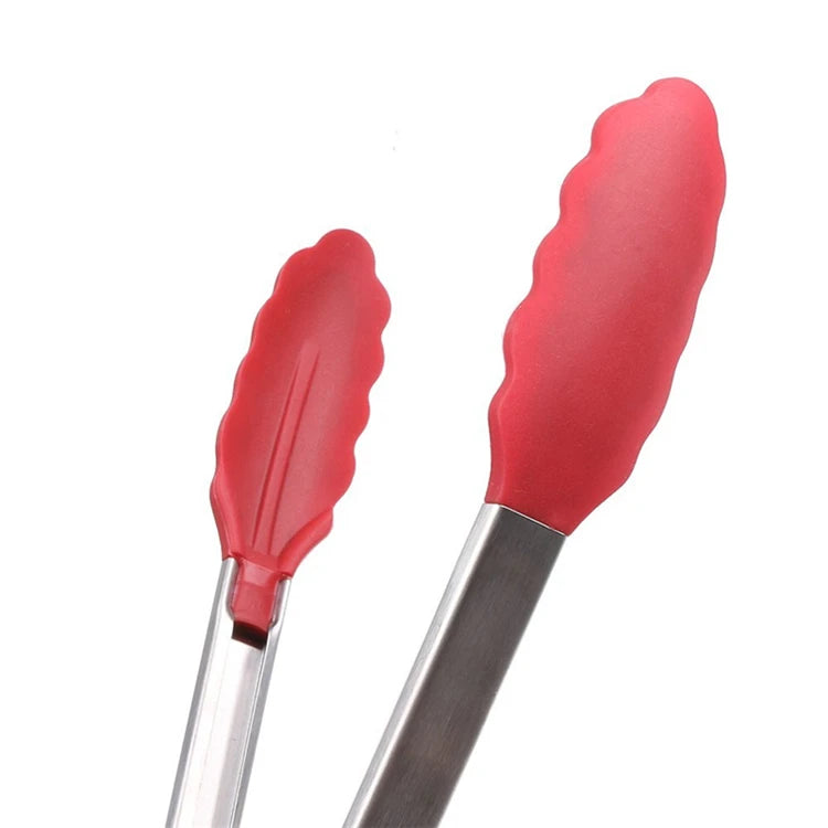 Locking Silicone Kitchen Tongs with Stainless Steel Handles – Non-Stick BBQ & Cooking Tongs – Best for Grilling, Frying & Serving – Available in Black & Red, 9 or 12 Inch