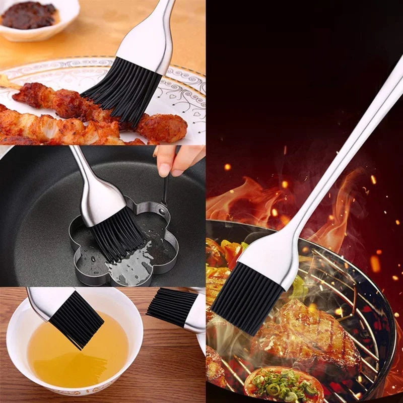 Silicone BBQ Basting Brush with Stainless Steel Handle – Pastry & Oil Brush for Grilling & Roasting – Best for Marinades, Glazes & Butter – Available in 20cm & 30cm
