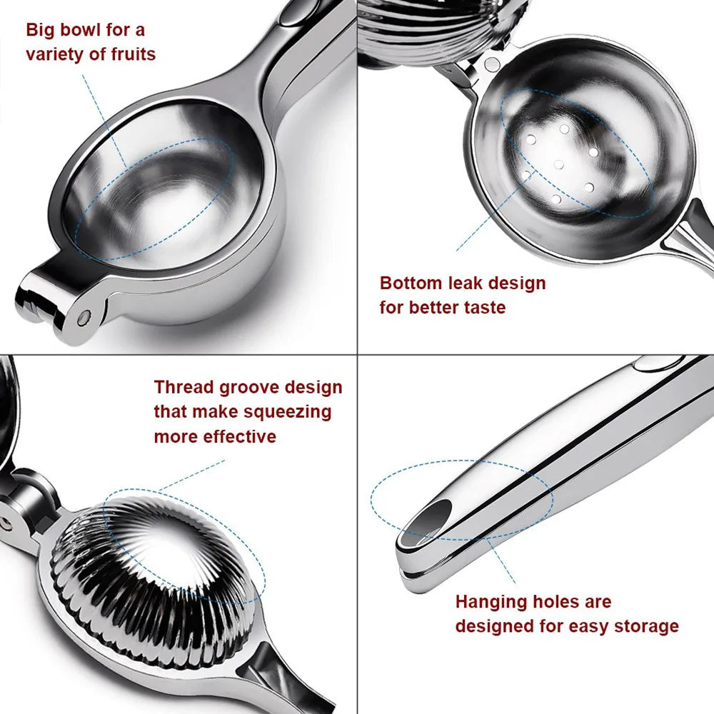 Stainless Steel Manual Lemon Squeezer with Zester – Citrus Press & Hand Juicer – Ideal for Lemons, Limes & Oranges