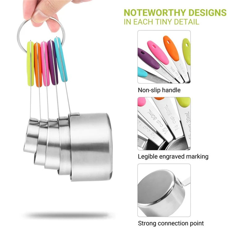 Stainless Steel Measuring Cups and Spoons Set (10 Piece)