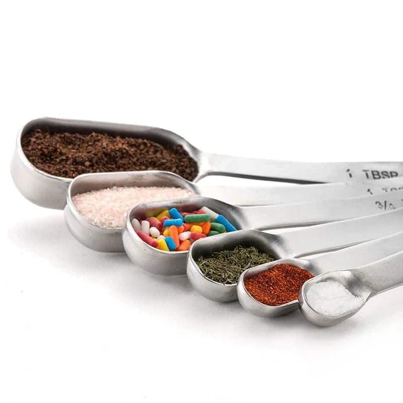 6 Piece Stainless Steel Measuring Spoon Set – Narrow Spoons for Spice Jars – Perfect for Cooking & Baking Measurements