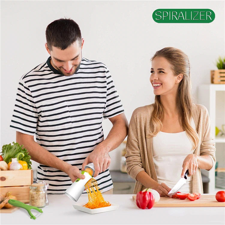Heavy Duty Stainless Steel Spiralizer Vegetable Slicer – Spiral Cutter & Veggie Noodle Maker – Perfect for Courgetti, Carrot & Cucumber Noodles