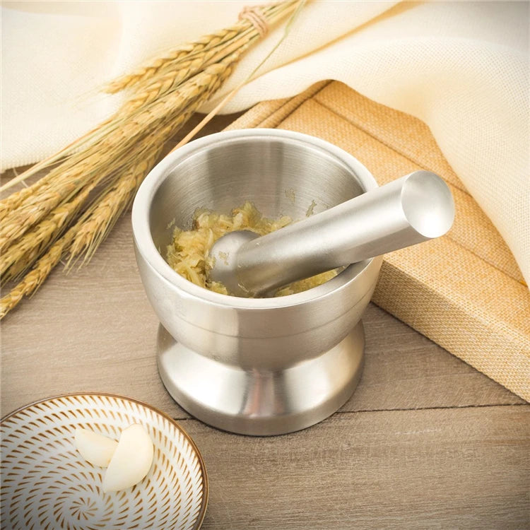 Stainless Steel Mortar & Pestle (2-Piece Set) – Spice, Herb & Pill Crusher