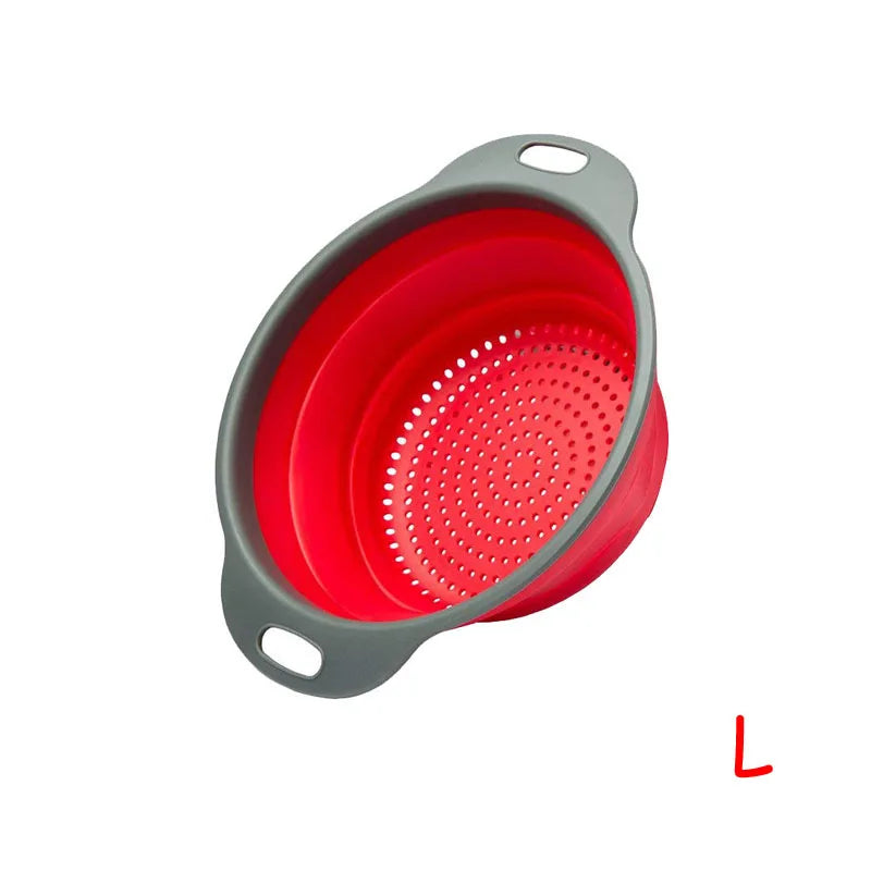 Round Folding Colander – Collapsible Fruit & Vegetable Washing Drain Basket – Best for Rinsing Produce & Draining Pasta – Available in Green, Red, Orange & Blue Colours