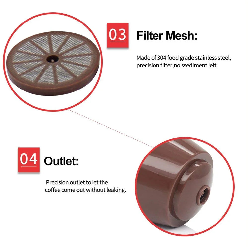 Refillable Reusable Coffee Capsules – BPA-Free Coffee Pods with Stainless Steel Filter – Great for Using Your Own Ground Coffee