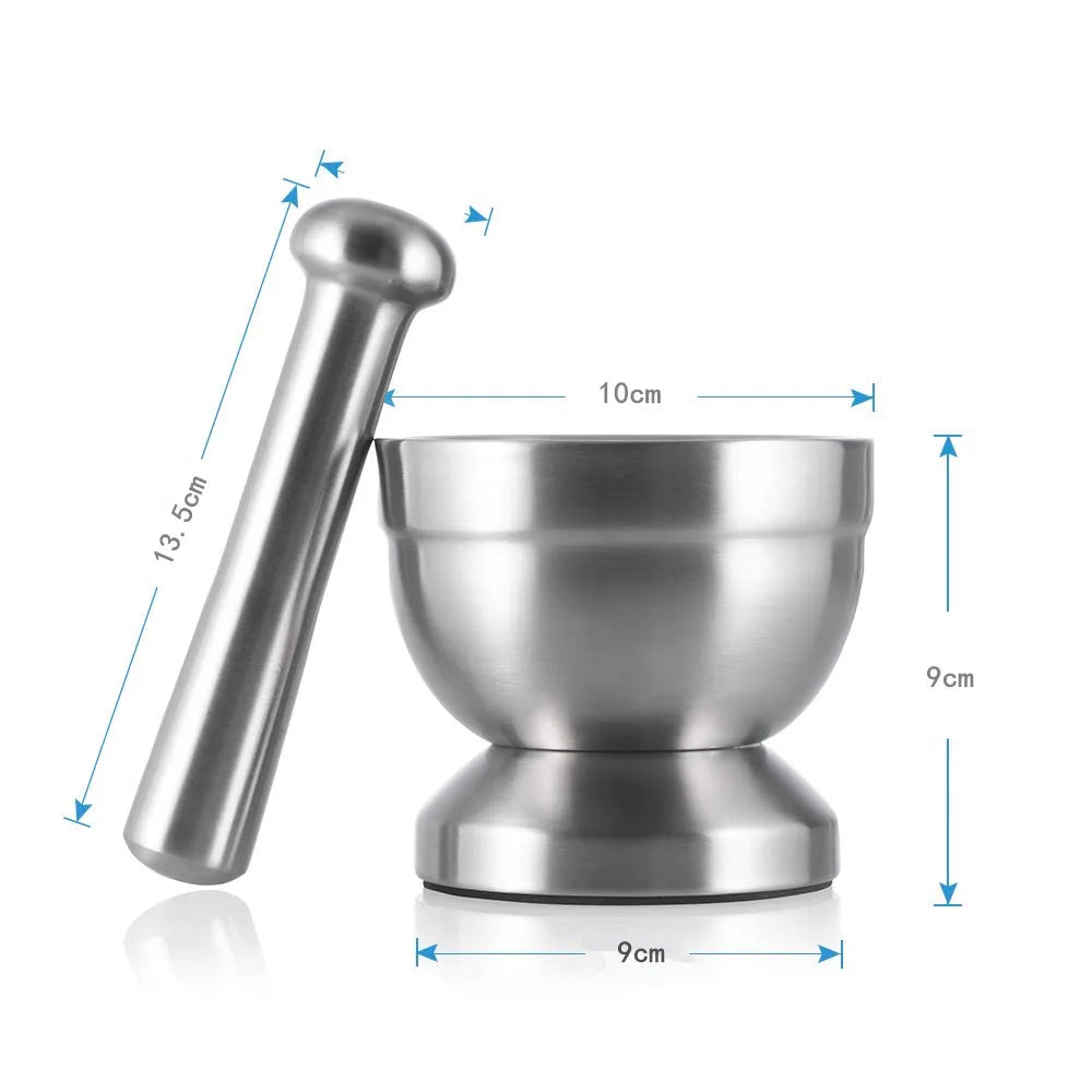 Stainless Steel Mortar & Pestle (2-Piece Set) – Spice, Herb & Pill Crusher