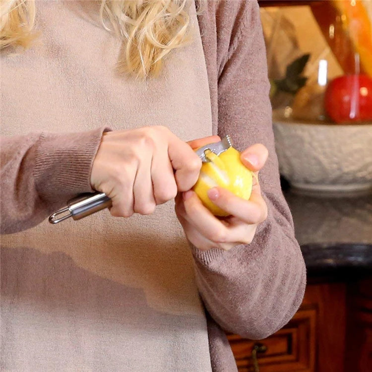 Stainless Steel Lemon Zester with Channel Knife & Hanging Loop – Citrus Zester Grater – Ideal for Lemon, Lime & Orange Zest