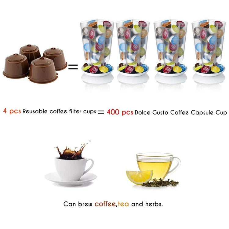 Refillable Reusable Coffee Capsules – BPA-Free Coffee Pods with Stainless Steel Filter – Great for Using Your Own Ground Coffee