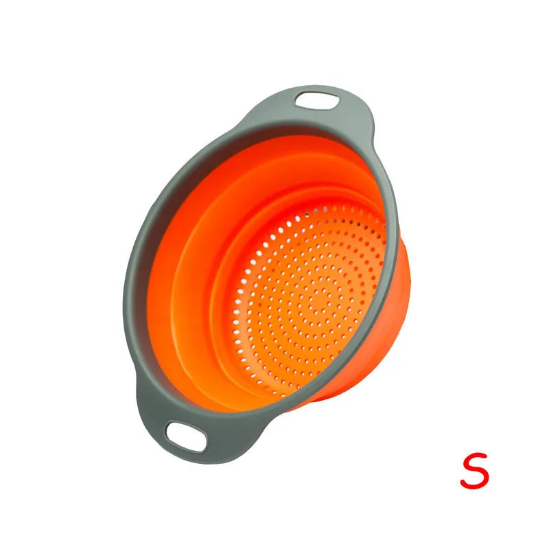 Round Folding Colander – Collapsible Fruit & Vegetable Washing Drain Basket – Best for Rinsing Produce & Draining Pasta – Available in Green, Red, Orange & Blue Colours
