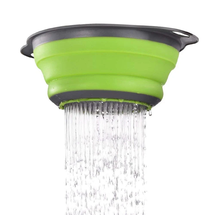 Round Folding Colander – Collapsible Fruit & Vegetable Washing Drain Basket – Best for Rinsing Produce & Draining Pasta – Available in Green, Red, Orange & Blue Colours