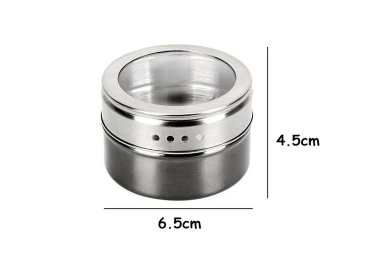 Magnetic Stainless Steel Spice Jar Set with Stickers – Spice Tins & Seasoning Containers – Perfect for Fridge & Metal Boards – Available in 9, 12 & 16 Pieces