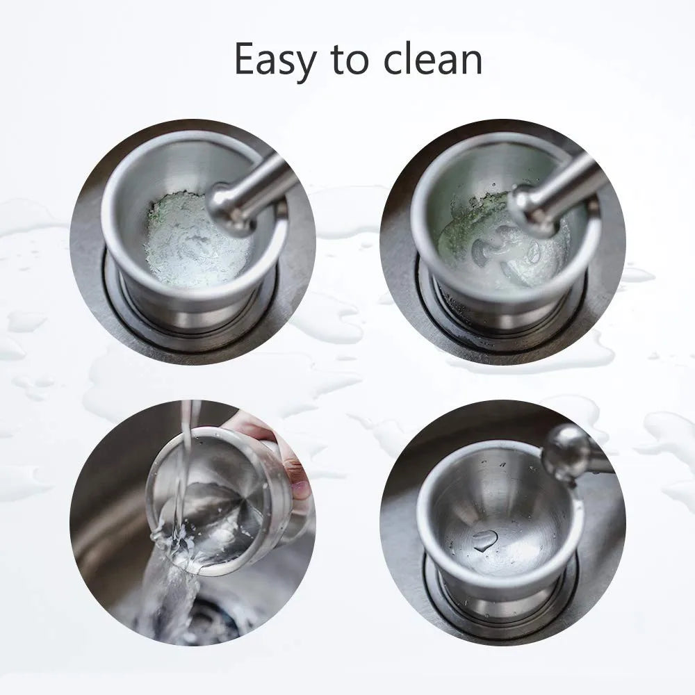 Stainless Steel Mortar & Pestle (2-Piece Set) – Spice, Herb & Pill Crusher