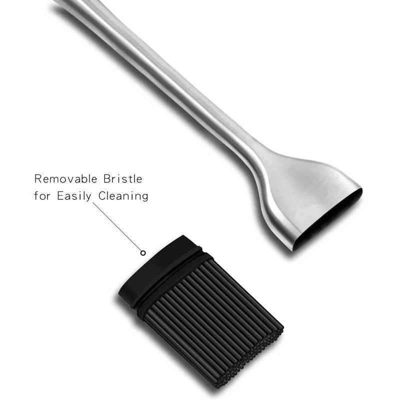 Silicone BBQ Basting Brush with Stainless Steel Handle – Pastry & Oil Brush for Grilling & Roasting – Best for Marinades, Glazes & Butter – Available in 20cm & 30cm