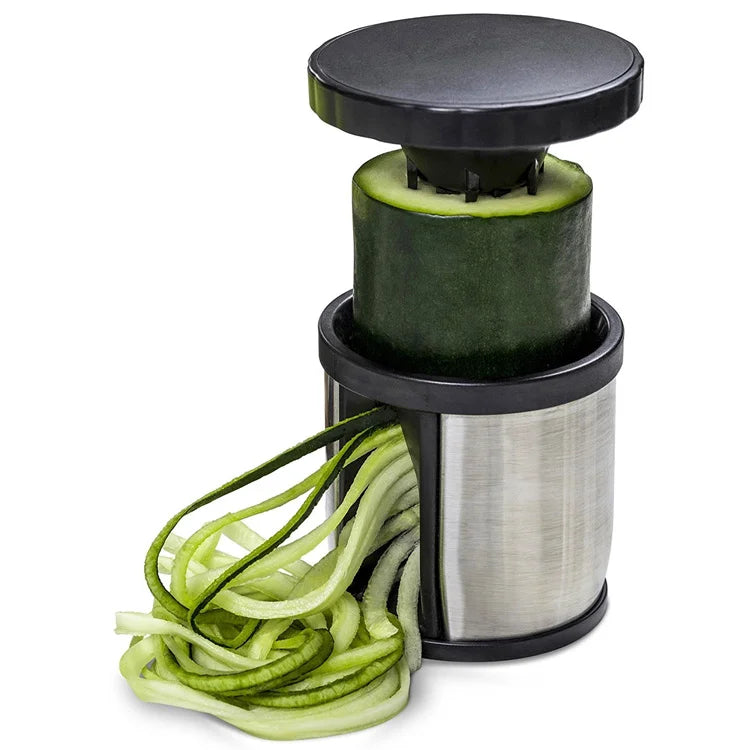 Manual Stainless Steel Spiralizer – Handheld Veggie Spiral Cutter & Courgette Noodle Maker – Perfect for Courgetti, Carrot Noodles & Salads