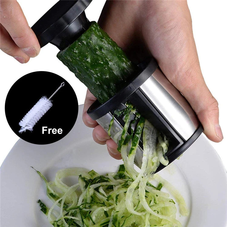Manual Stainless Steel Spiralizer – Handheld Veggie Spiral Cutter & Courgette Noodle Maker – Perfect for Courgetti, Carrot Noodles & Salads