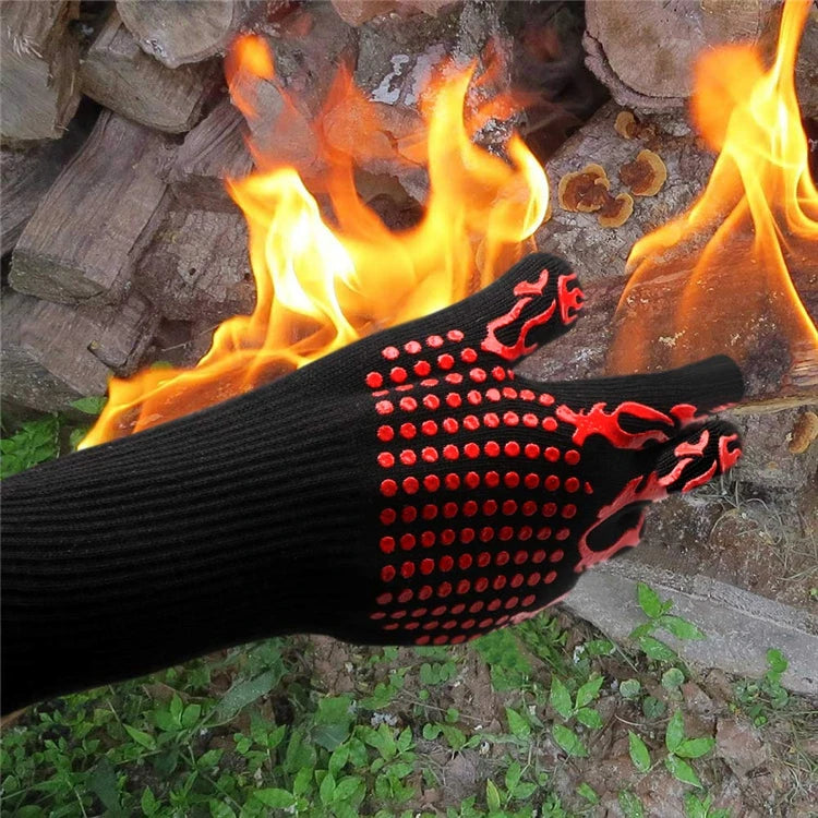 Extreme Heat Resistant BBQ Grill Gloves up to 800°C – Non-Slip Silicone Oven Mitts & Cooking Gloves – Best for Grilling, Baking & Handling Hot Pans