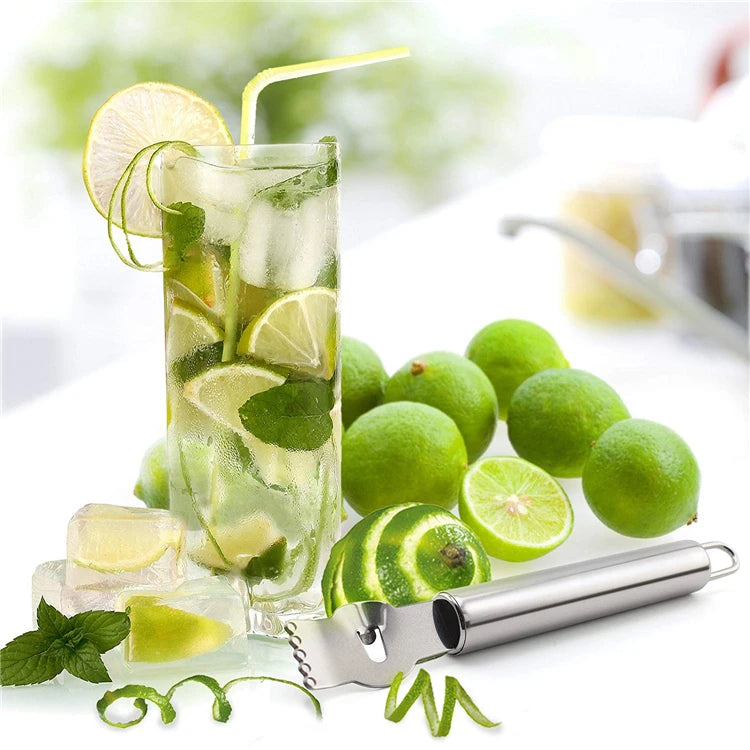 Stainless Steel Lemon Zester with Channel Knife & Hanging Loop – Citrus Zester Grater – Ideal for Lemon, Lime & Orange Zest