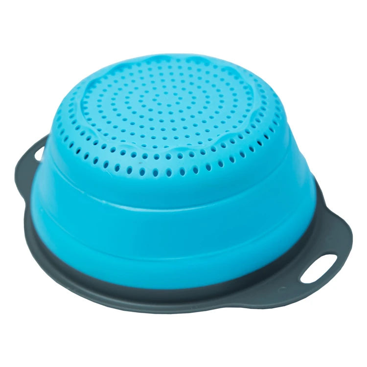 Round Folding Colander – Collapsible Fruit & Vegetable Washing Drain Basket – Best for Rinsing Produce & Draining Pasta – Available in Green, Red, Orange & Blue Colours