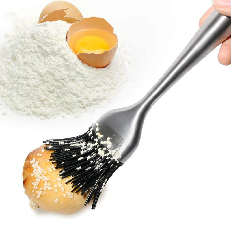 Silicone BBQ Basting Brush with Stainless Steel Handle – Pastry & Oil Brush for Grilling & Roasting – Best for Marinades, Glazes & Butter – Available in 20cm & 30cm